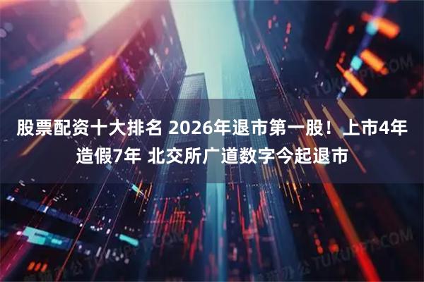 股票配资十大排名 2026年退市第一股！上市4年造假7年 北交所广道数字今起退市